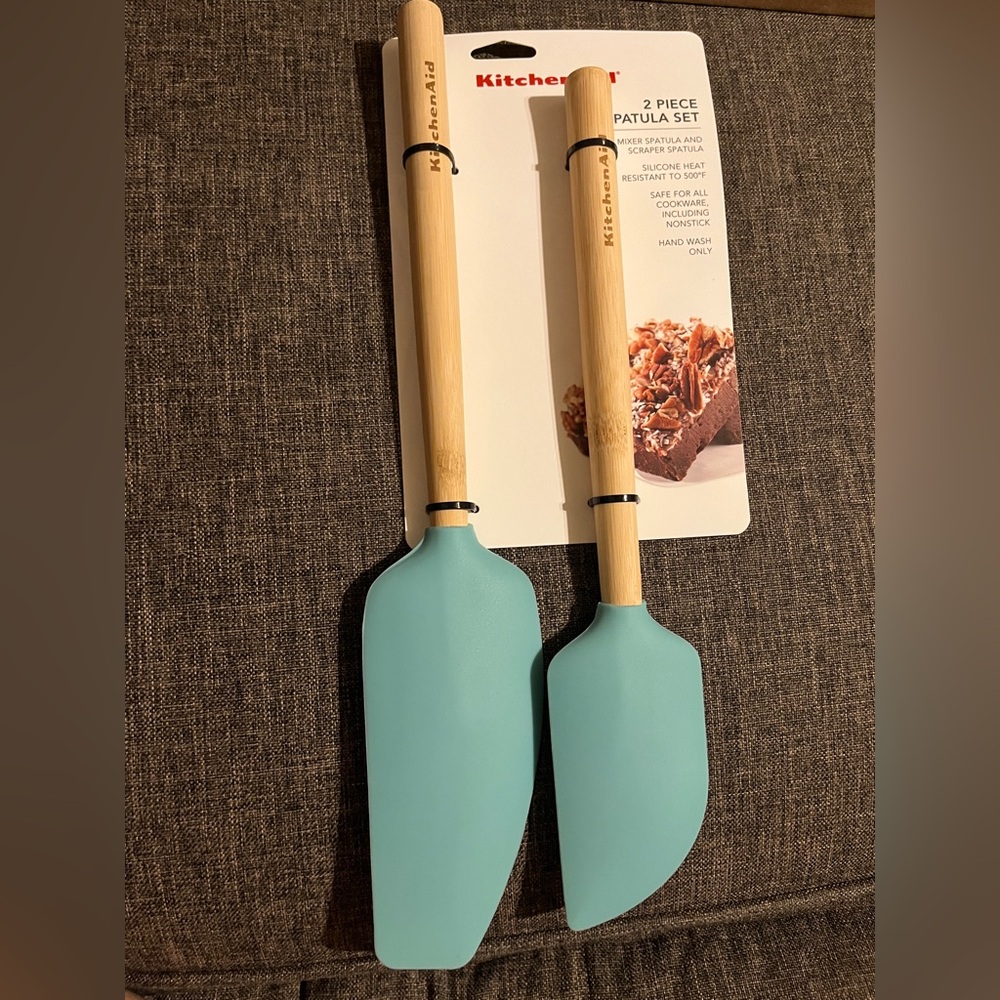 KitchenAid 2 Piece Spatula - Aqua blue